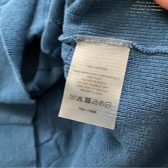 Margaret O’Leary Origami Cardigan Medium Blue 100% Cotton Crew Neck Quiet Luxury - Picture 10 of 13